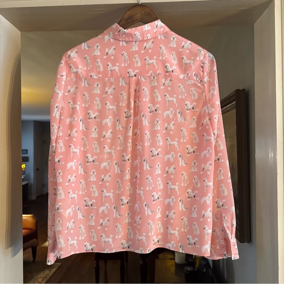 Alice + Olivia Willa Poodle Print Long Sleeve Silk Blouse - Picture 8 of 8